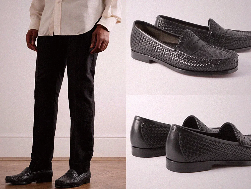 TOM FORD Neville Woven Leder Loafers Sneakers Schuhe Mocassin Slippers Shoes