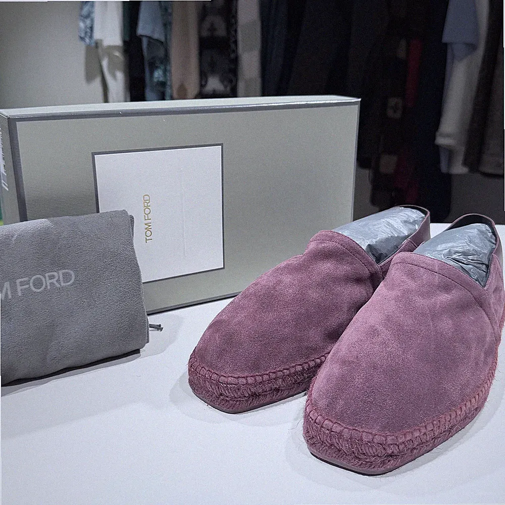 Tom Ford Samtleder Leder Espadrilles Lila Slipper 155879505 [U]