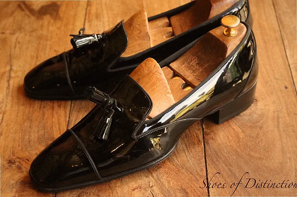 Tom Ford Schwarz Lackleder Schuhe Quasten Halbschuhe Herren UK 10,5 T EU 44,5