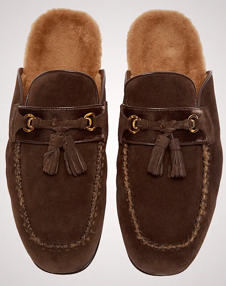 Tom Ford Stephan Shearling Tassel Loafers Slippers Lamm-Fell Shoes Schuhe 42,5
