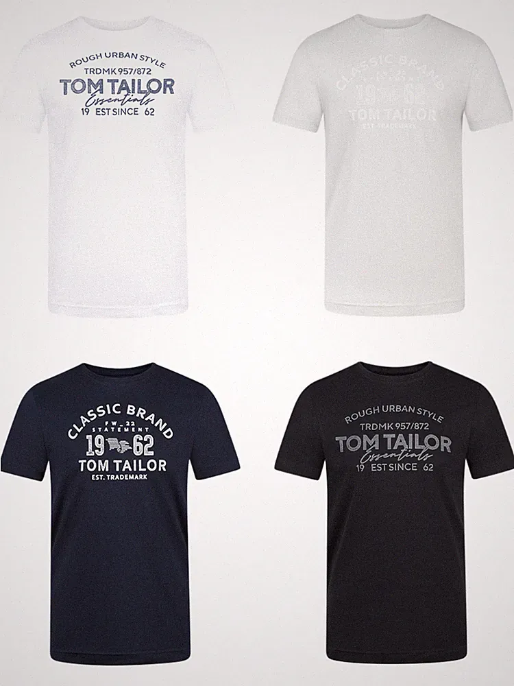 Tom Tailor Tshirt Herren Baumwolle Regular Fit 4er Pack Set Rundhals Kurzarm