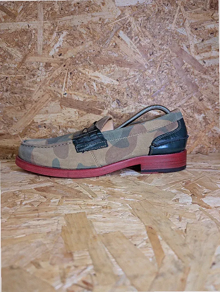 Tommy Hilfiger Collection Penny Loafer Herren UK 10,5 Camouflage Slipper Freizeit Leder