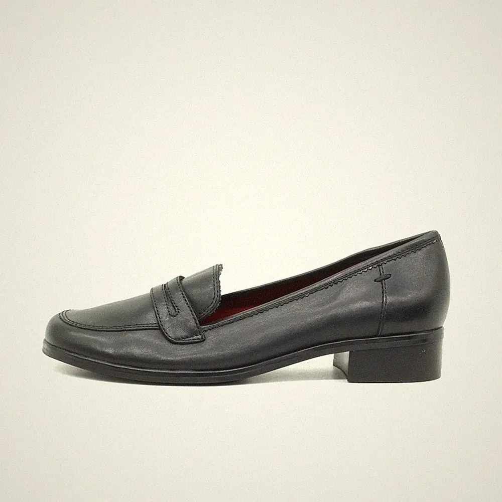 Tommy Hilfiger Damen Penny-Slipper Loafer Schwarz Leder Low-Top Mokassin EU 36