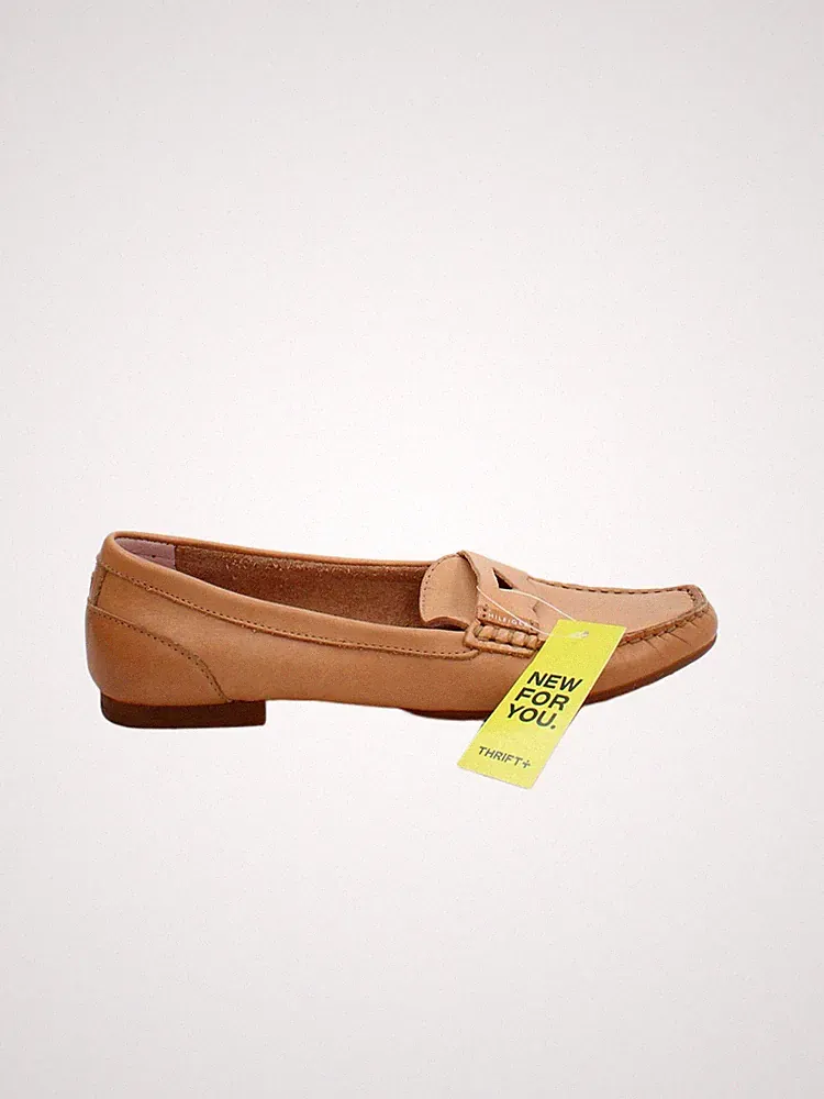 Tommy Hilfiger flache Damenschuhe UK 4 hellbraun 100% Leder Halbschuh