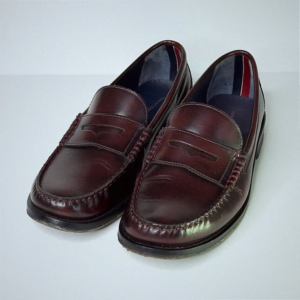 Tommy Hilfiger Herren Halbschuhe EU 41 Burgundy Leder Original Casual Elegant