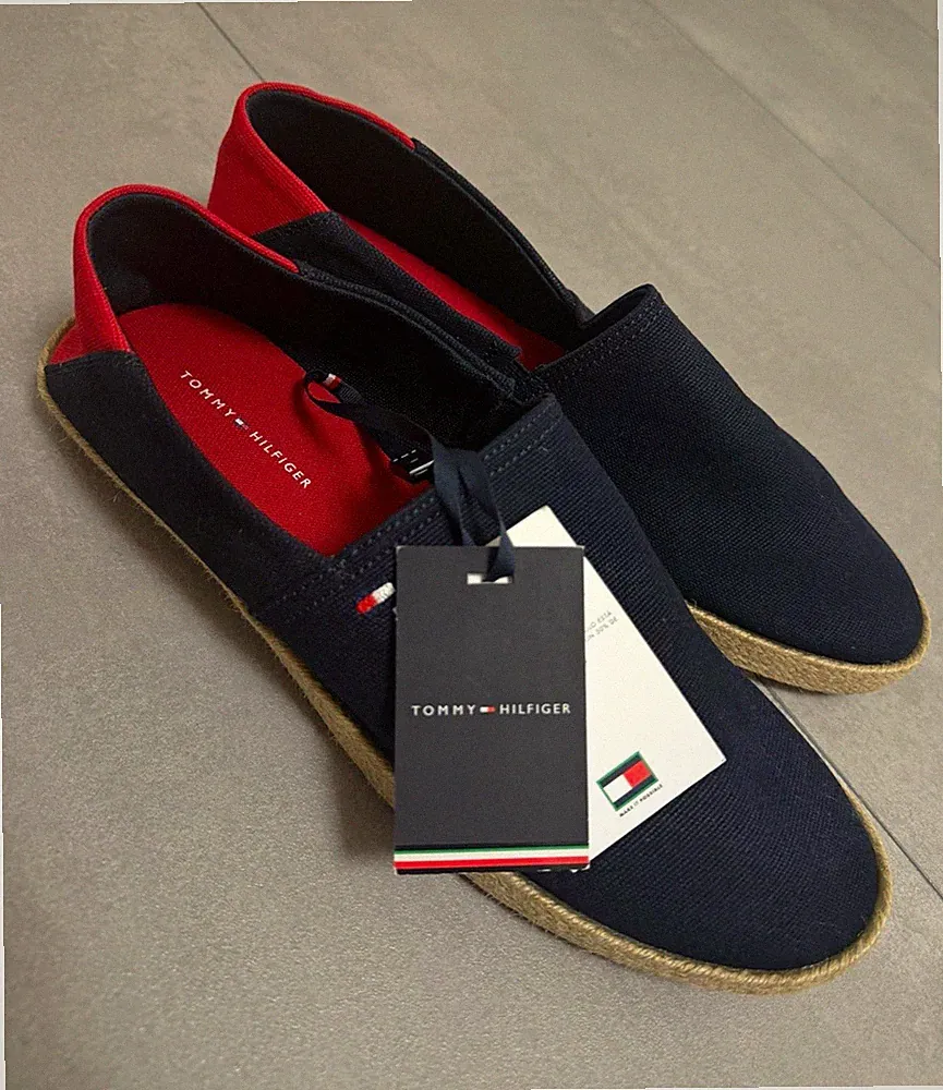 Tommy Hilfiger Herren Hilfiger Espadrille Slip-On Canvas blau/rot EU 43
