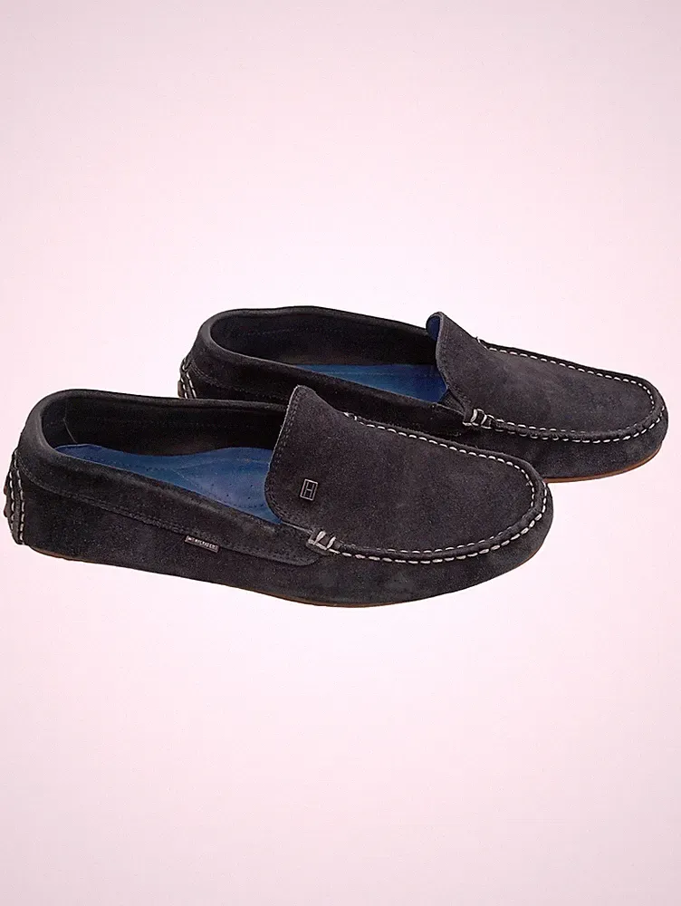 Tommy Hilfiger Herren Mokassin Slipper Loafer Wildleder Blau Gr. 41