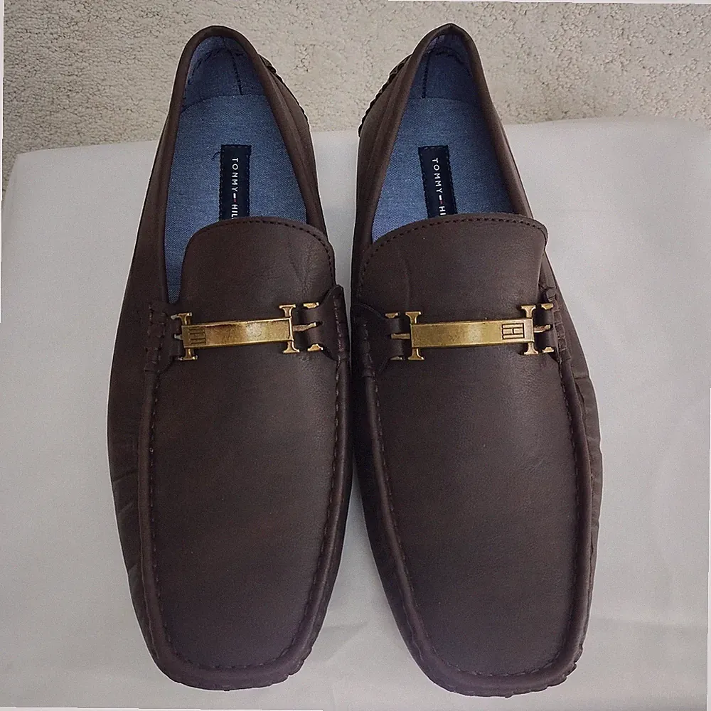 Tommy Hilfiger Loafers Mens 12 Brown Slip On Driving Moccasin Metal Bit Casual