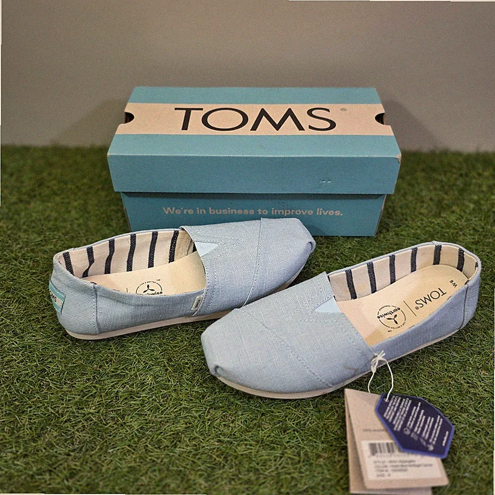 Toms Alpargata Loafer flacher Schuh pastellblau gewaschen Denim Größe 4 UK neu mit Etikett PORTOFREI