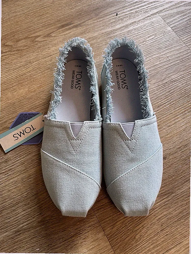 Toms Alpargata Loafer flacher Schuh pastellblau gewaschen Denim Größe 5 UK neu mit Etikett PORTOFREI