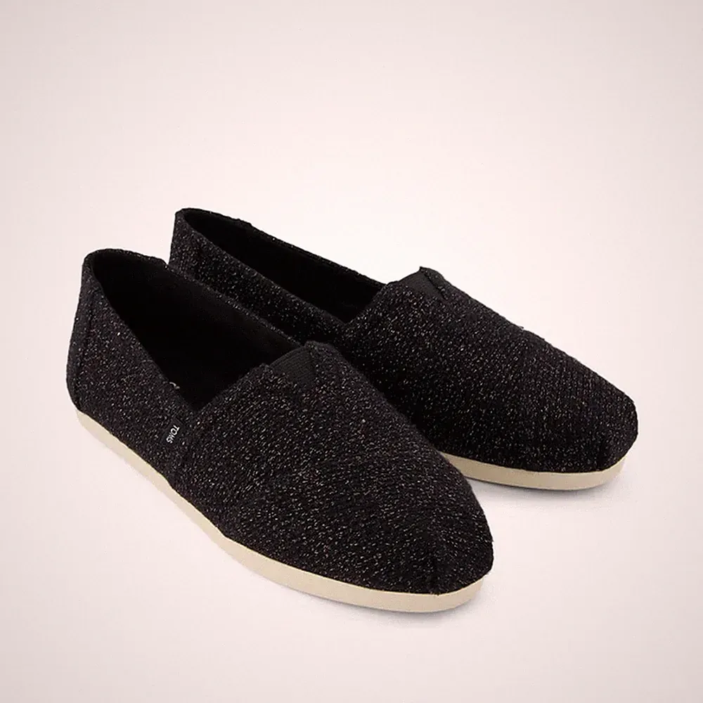 TOMS Damen Alpargata Cloudbound Loafer flach, schwarz Glitzer Strick Slipper Schuh