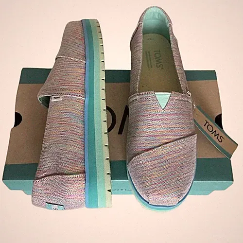 Toms Mädchen Alpargata Halbschuh Größe UK 5,5 EU 38 Silber Glitzer Alp Plateau Canvas