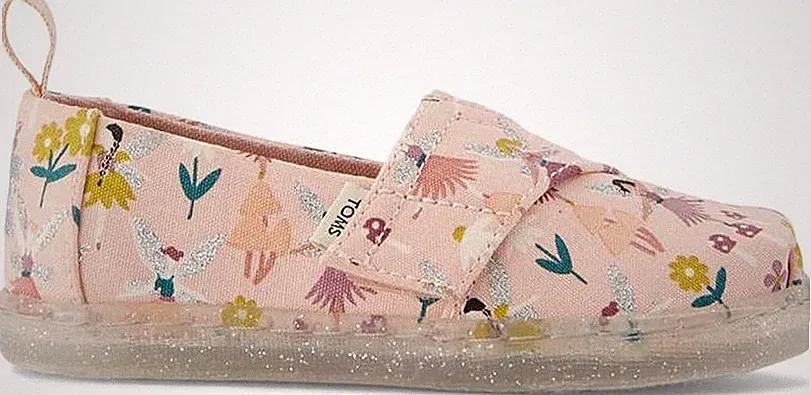 Toms Mädchen klassischer Alpargata Halbschuh flach, rosa Glitzer Feengarten, 5 UK neu