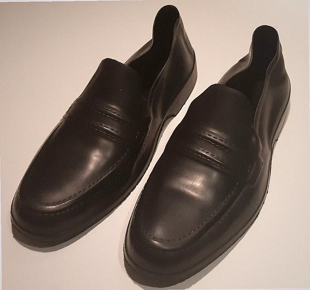 TOTES Large Stretch Rubber Overshoes Loafer Galoshes Rain - Made in USA - Sz. L