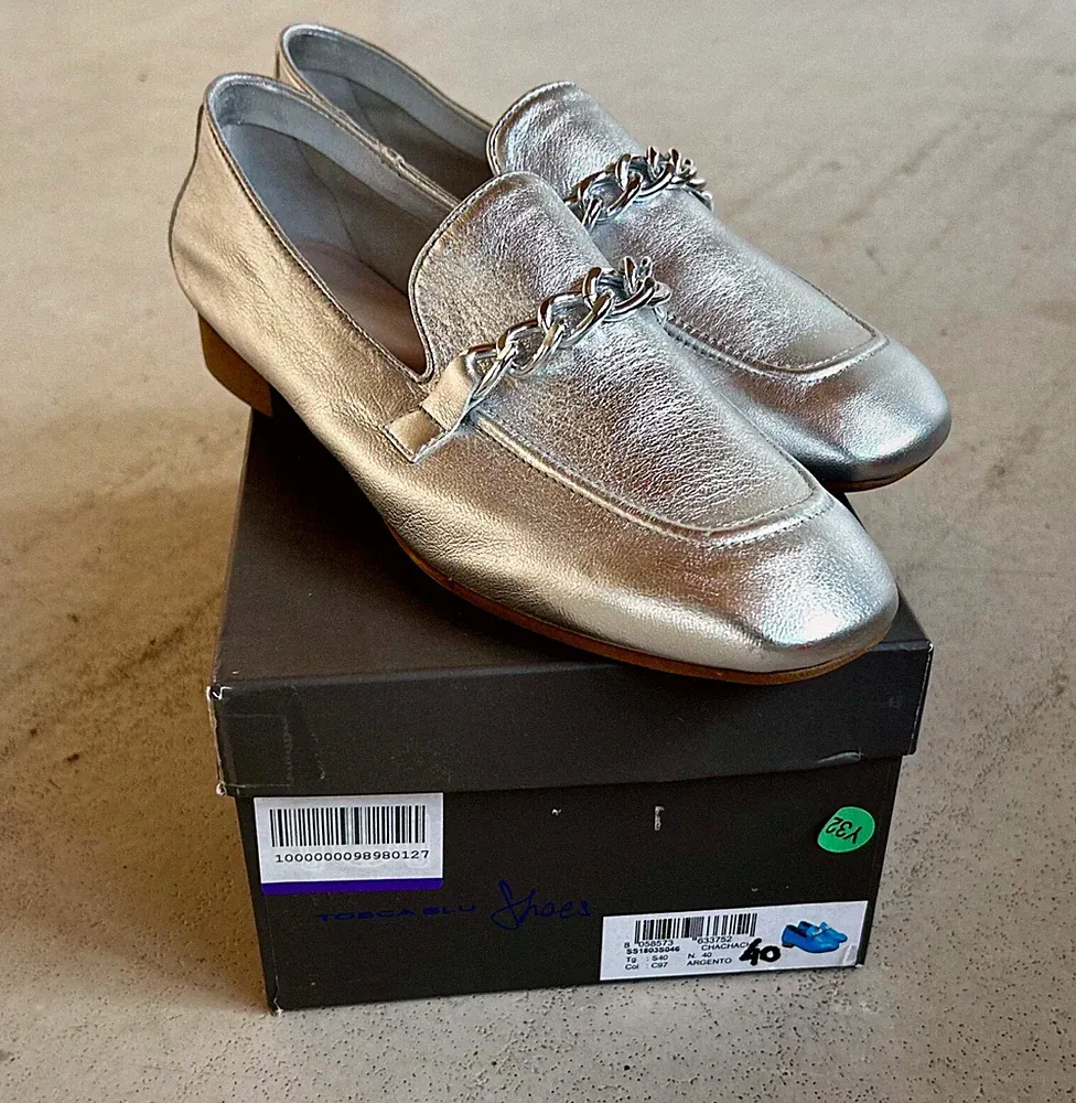 Trend Leder-Loafer in von Tosca Blu silber in Gr. 40 NEU