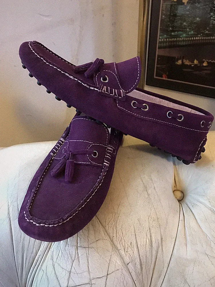 TrendHerren Leder Halbschuh Lila Größe 41