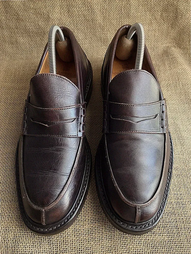 Tricker's Giacomo Herren Dunkelbraun Leder Penny Halbschuhe Größe UK 6 || US 7