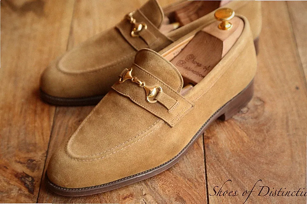 Tricker's hellbraun beige Wildleder Messing Bit Halbschuhe Schuhe Herren UK 7...