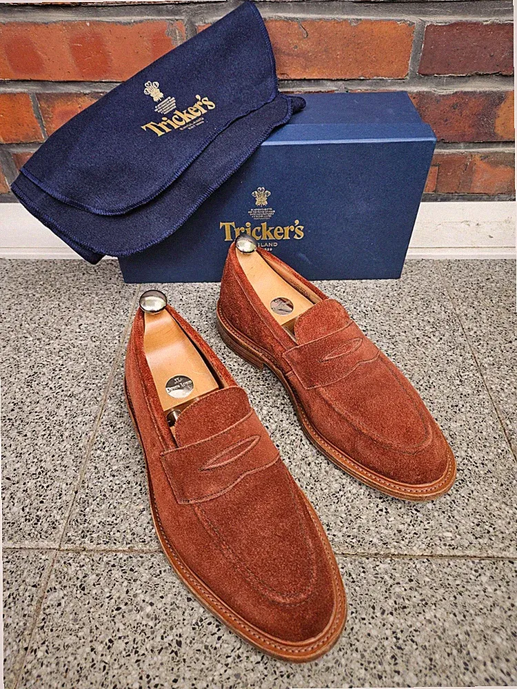 TRICKER'S Royal Penny Loafer Repello Suede MADE IN UK Größe 44 (UK 9.5) UVP 650€