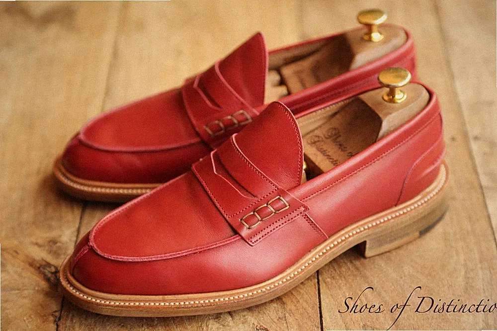 Trickers James Red Leather Penny Loafers Shoes Mens UK 6,5 US 7,5 EU 40,5