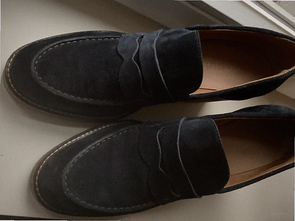 TRIVER FLIGHT Loafer Pumps Plateau 41 dunkelblau Wildleder NP 229.