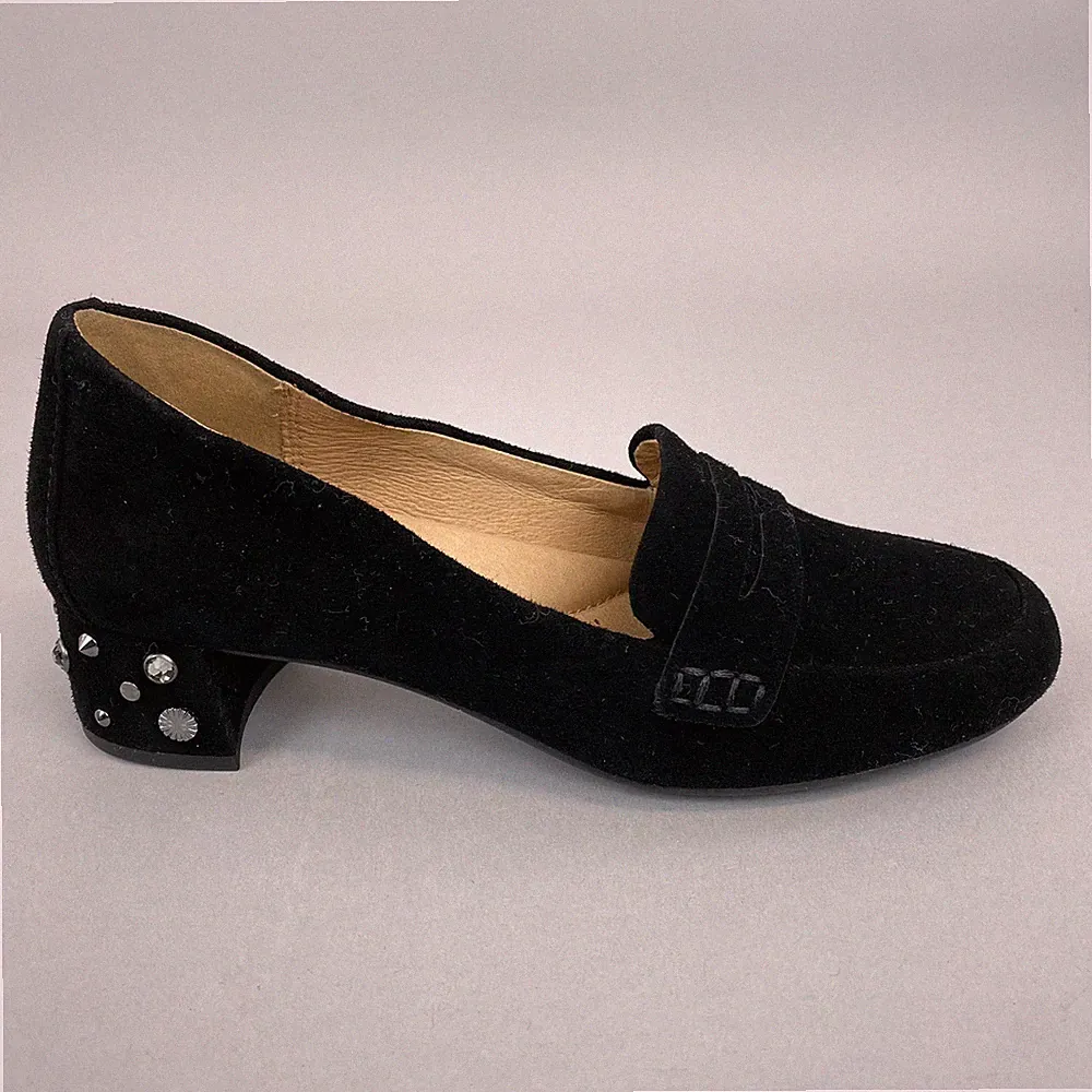 UGG Elise Nieten schwarz Wildleder Slipper Absatz Halbschuhe Pumps Schuhe US6 UK4 - 4,5
