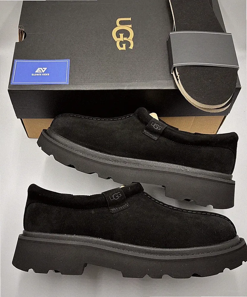 UGG Tasman Lug Herren Pantolette Schwarz Schuhe Hausschuhe Halbschuhe UK 10 1166913