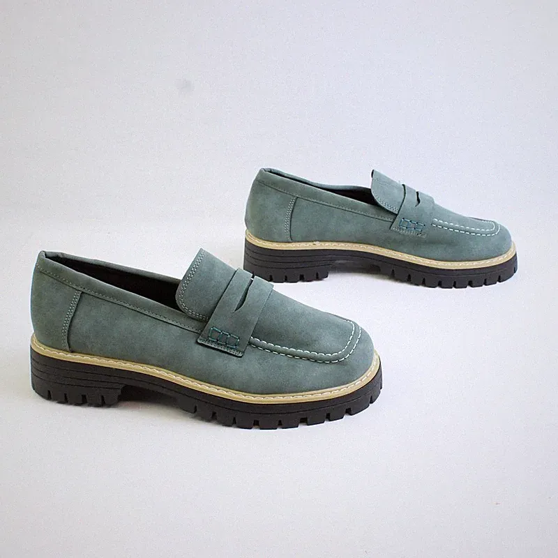 Unbranded Penny Loafer Schuhe Macha Grün Kunstleder Plattform Herren US Größe 8