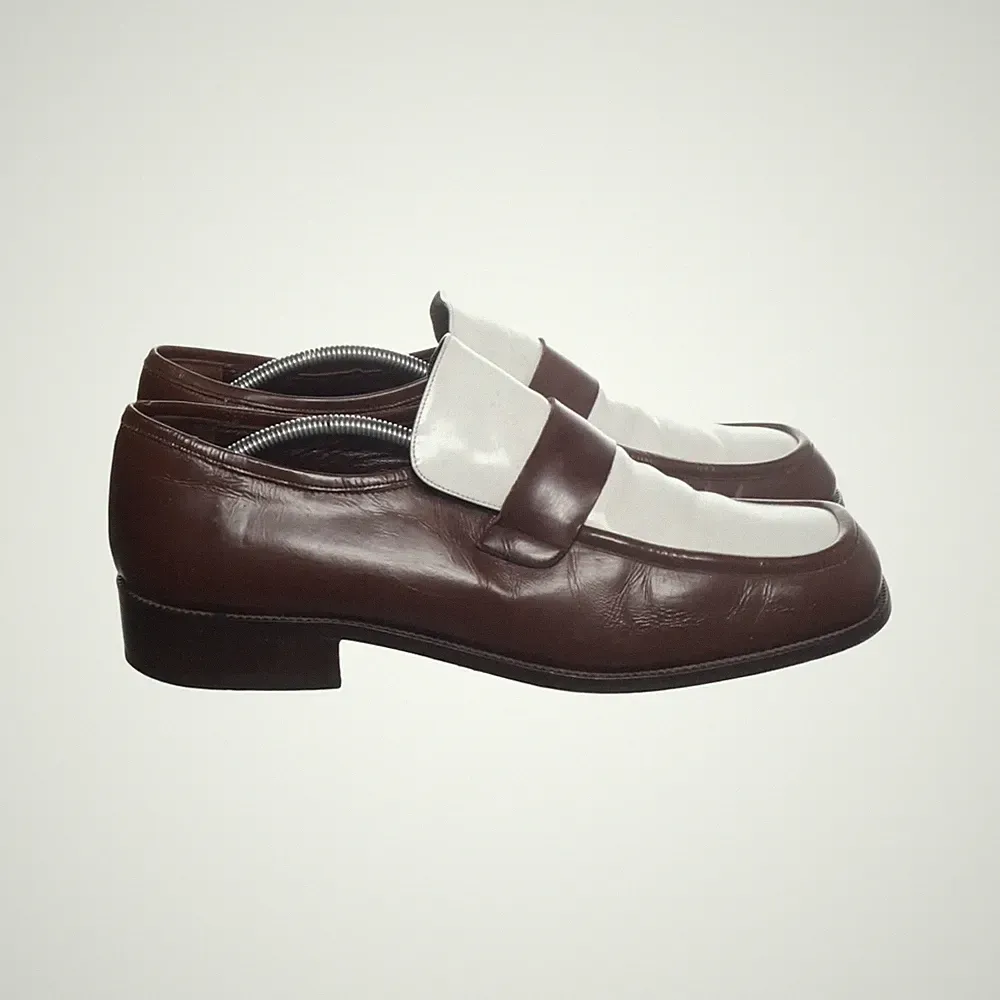Uno Piu Uno, Loafers, Größe: 41, Leder, Braun/Weiß, Herren #XEu