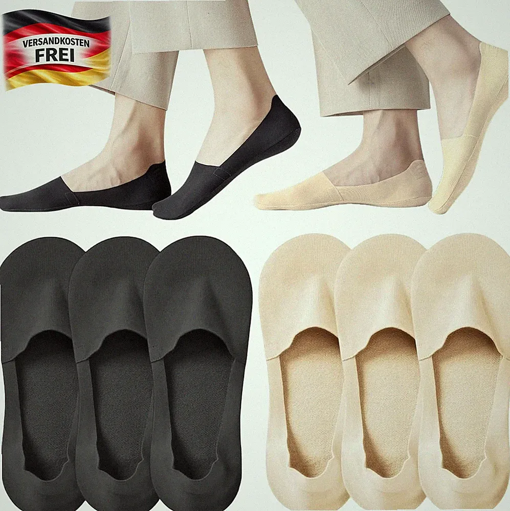 Unsichtbare Damen Füßlinge 6 Paar rutschfest kühles Ice Silk Loafer Socks