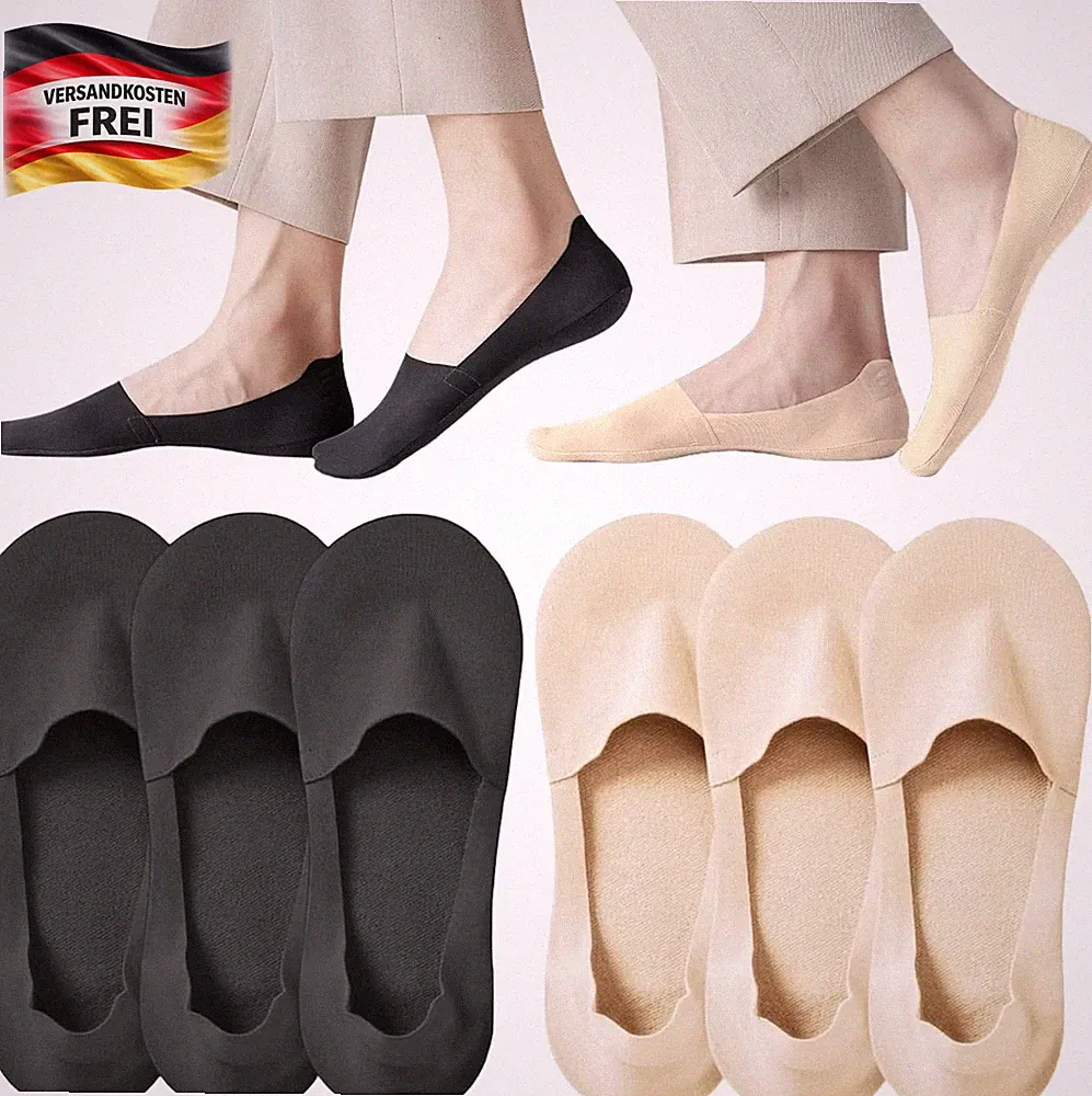 Unsichtbare Damen Füßlinge 6er Pack Rutschfeste Ice Silk Loafer Socken