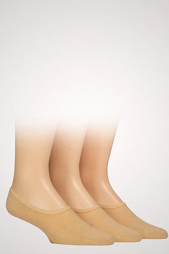unsichtbare Schuheinlagensocken für Herren - Netz schwarz, beige, 3 Paar Größe 7-11 - Glenmuir