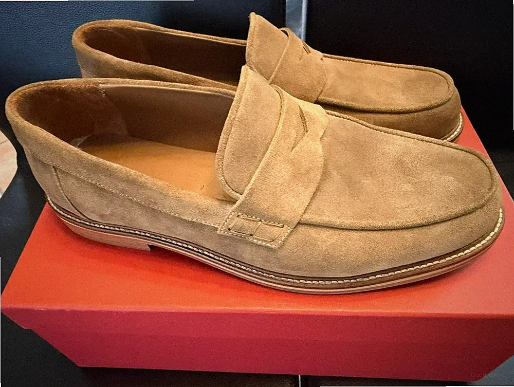 Unützer Men Loafer 5010 Velour Taupe – Gr. 43 (fällt größer aus) – Made in Italy