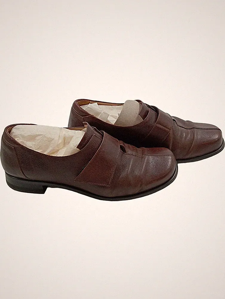 va bene Loafer Damen Leder Slipper Klettverschluss Braun Gr. 39 Alltag Komfort