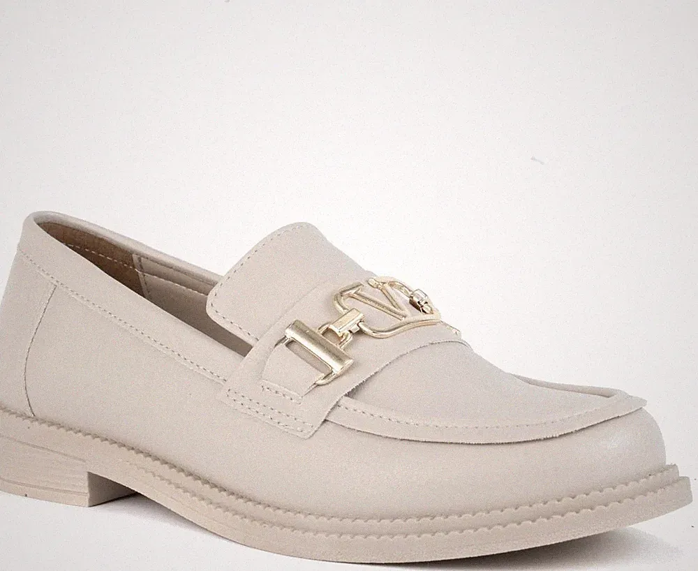 Vaani Damen Beige Leder Loafer Freizeit VAA6016-25103