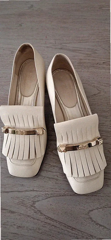 Valentino Leder Loafer Pumps beige Vanille 40 40,5? TOP-Qualität