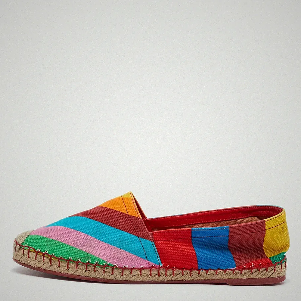 Valentino Multicolor Chevron Print Canvas Espadrille Loafers Gr.39