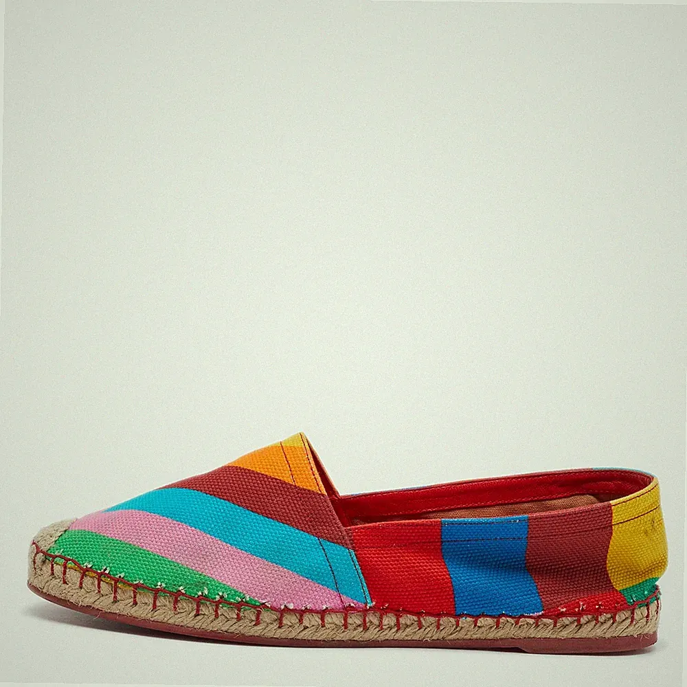 Valentino Multicolor Chevron Print Canvas Espadrille Loafers Gr.39