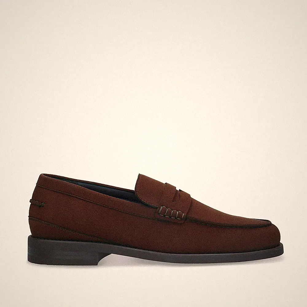 Vegane Herren Mokassin Loafer Braun Wildleder-Optik Slip-On 40-47
