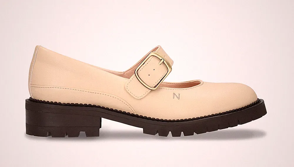 Vegane Schuhe mary janes Damen Flats beige loafer ballerina Freizeit Apfelhaut