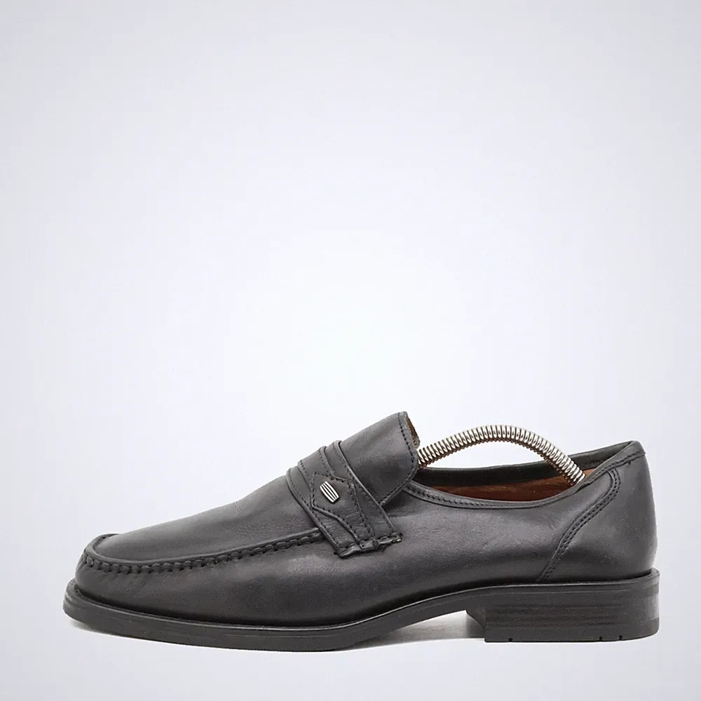 Venturi Herren Pennyloafer Slipper Schwarz Leder Classic Loafer EU 42