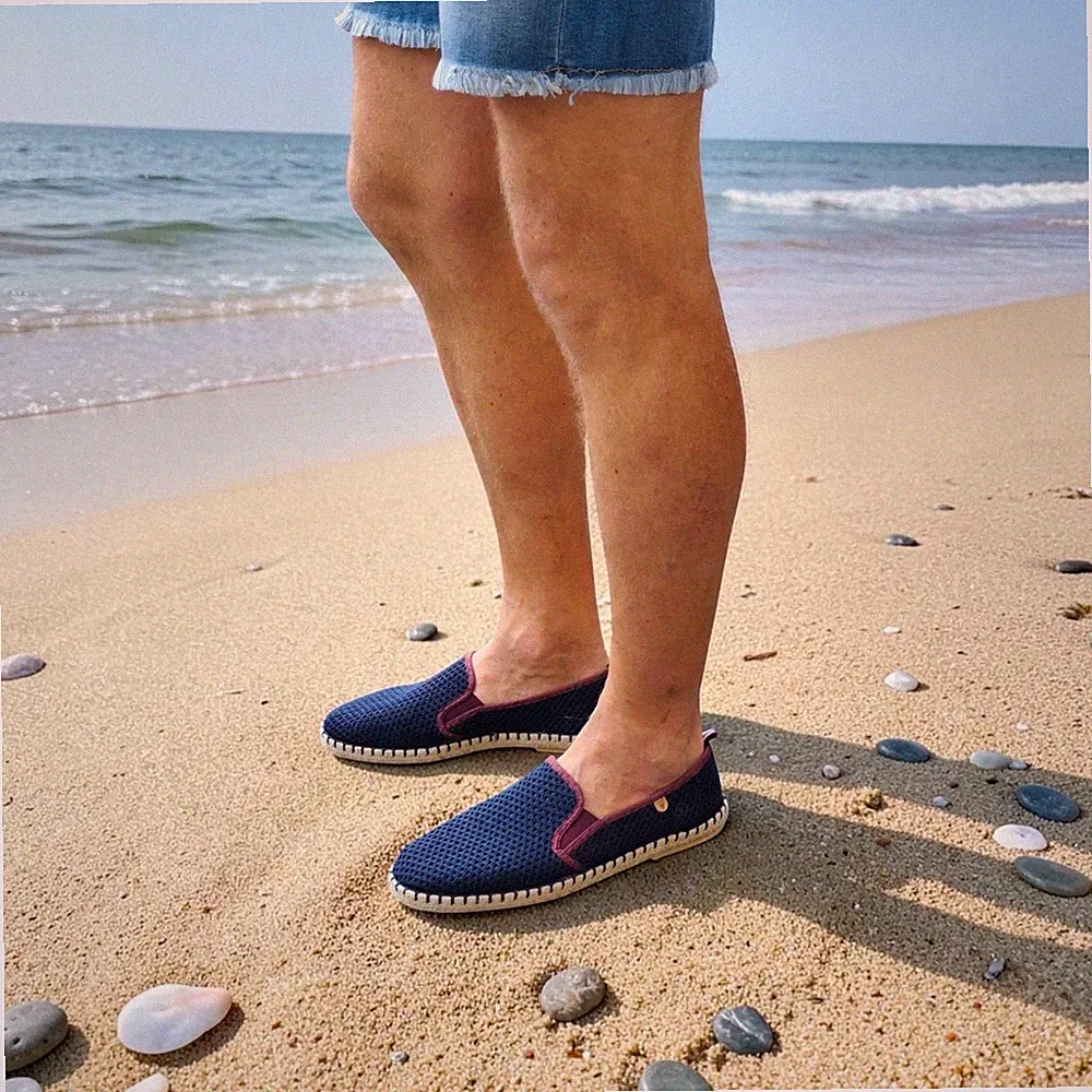 Verbenas Schuhe Espadrilles Tom Rejilla Contraste Marino Burdeos Herren