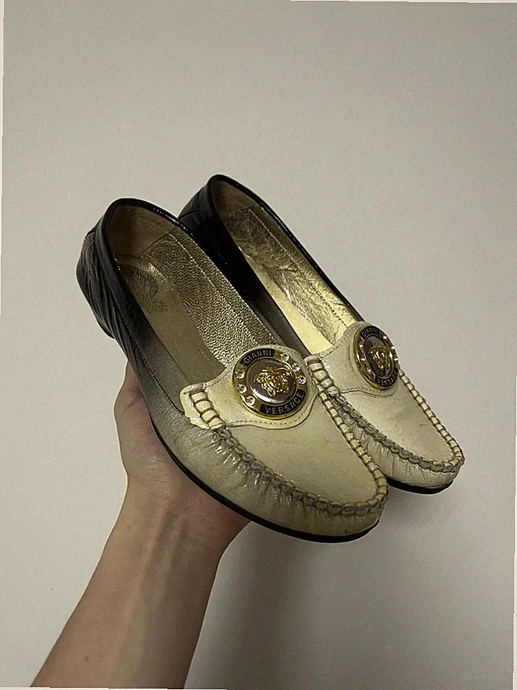 Versace Pantoletten Weiß Schwarz 38