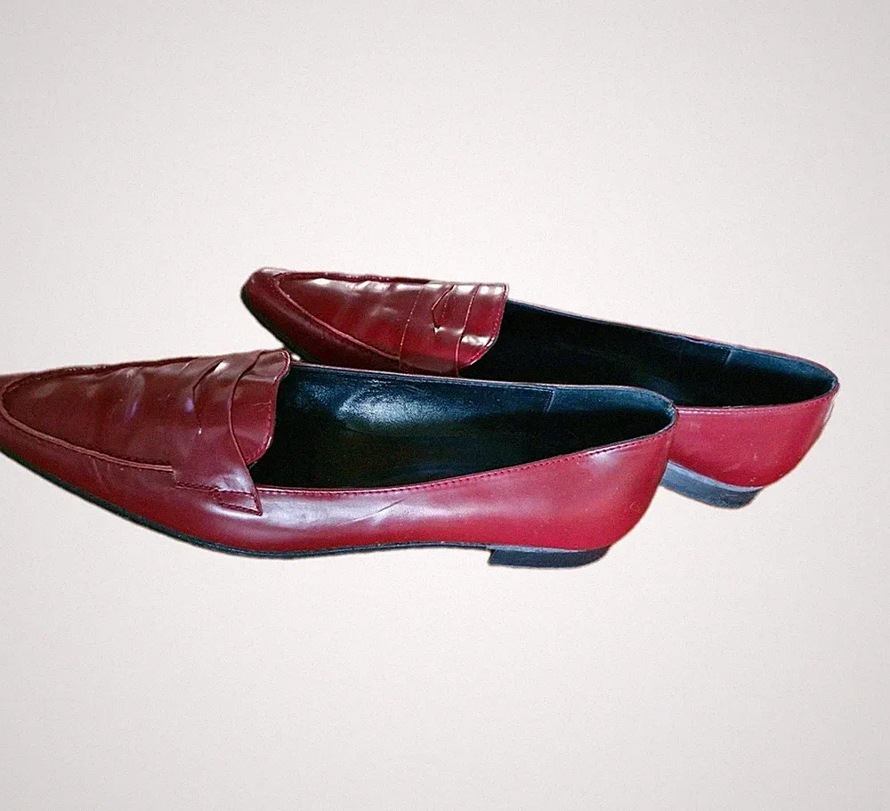 Vigneron Damen Slipper Loafer Leder Bordeauxrot Spitz Gr.41 UK8