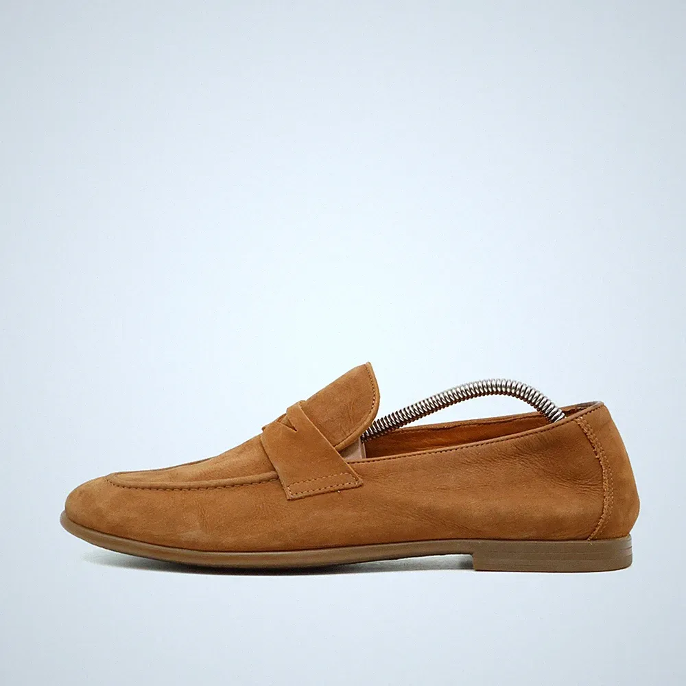 Vince Camuto Herren Penny Loafer Schuhe Braun Wildleder Handgefertigt EU 43