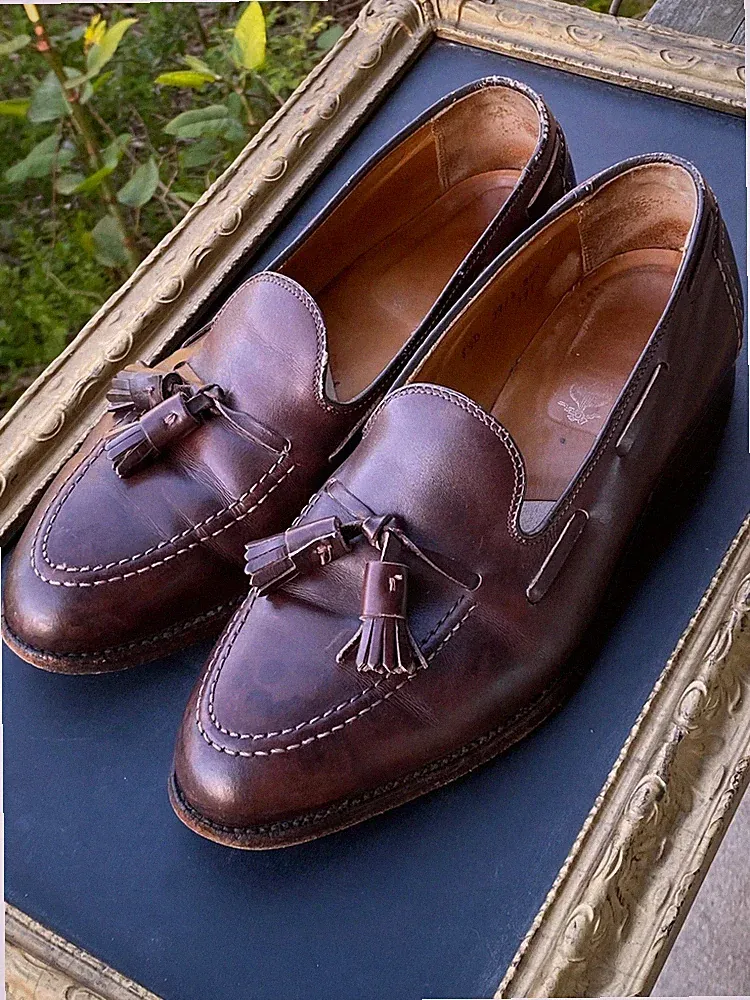 Vintage Alden for Brooks Brothers Oxblood Kalbsleder Quaste Halbschuhe 8,5D USA