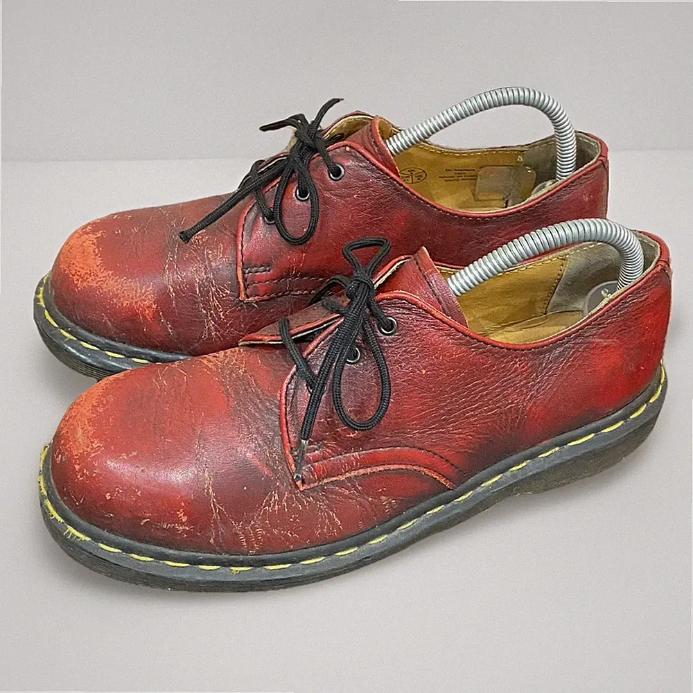 Vintage Dr Martens 1925 Schuhe Herren UK 7 Deep Red Leder Stahlkappe Non-Safety