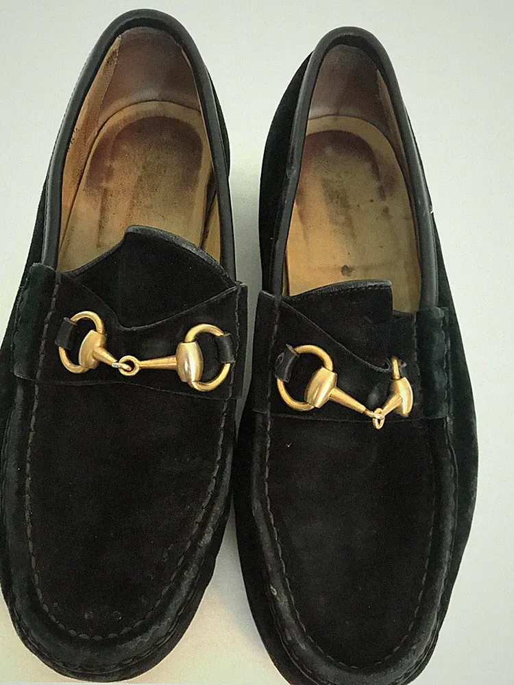 Vintage Gucci Black Suede Horsebit Loafer Shoes | 38.5 5.5 E | Offers | Need TLC