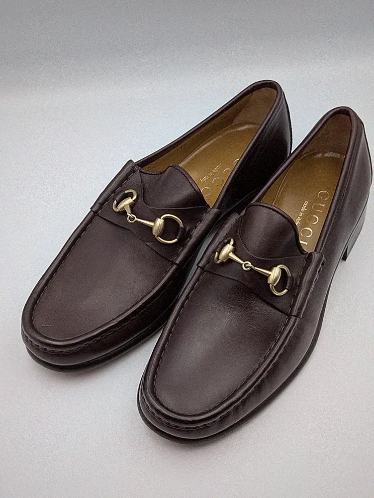 Vintage Gucci Men's 1953 Horsebit Loafers In Dark Brown Leather LIKE NEW