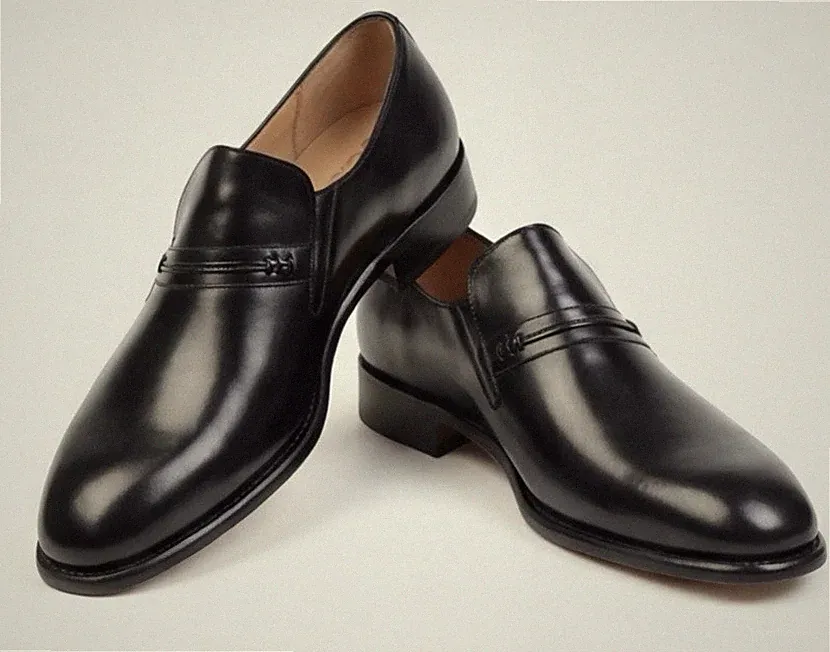 Vintage Joseph Cheaney Morgan Black Formal Loafer Schuhe Gr. UK 13 EU 47 sehr guter Zustand